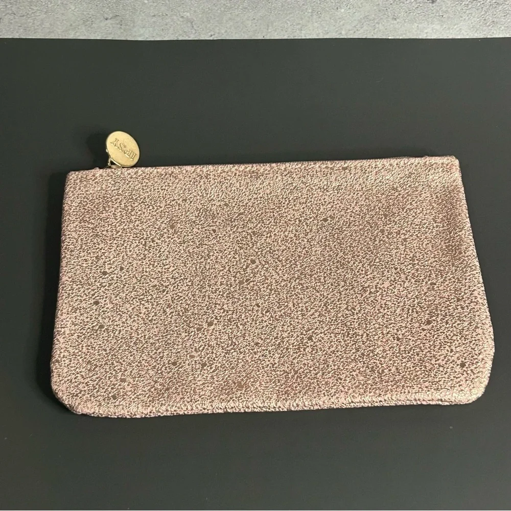 Ipsy Textured Mauve Glitter Cosmetic Pouch